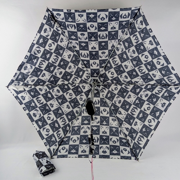 ShedRain Mini Manual Fold Umbrella Cats Dogs Print Lightweight Black White NWT - Picture 5 of 12